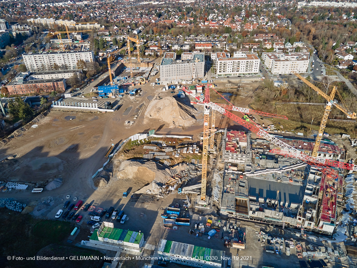 19.11.2021 - Luftbilder von der Baustelle Alexisquartier und Pandion Verde in Neuperlach